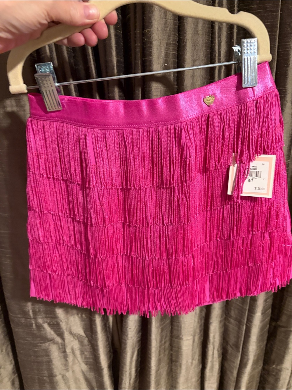 Juicy Couture little girl Hot Pink Fringe Mini Skirt nwt